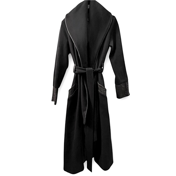 Dolce Vita Jackets & Blazers - Long Black Wool Coat with Leather Details